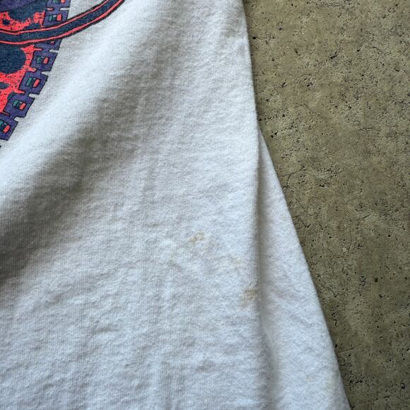 Women's Vintage 1991 Speedo Sport Swimming White Purple Neon Shirt Sz Small VTG - Picture 2 of 9